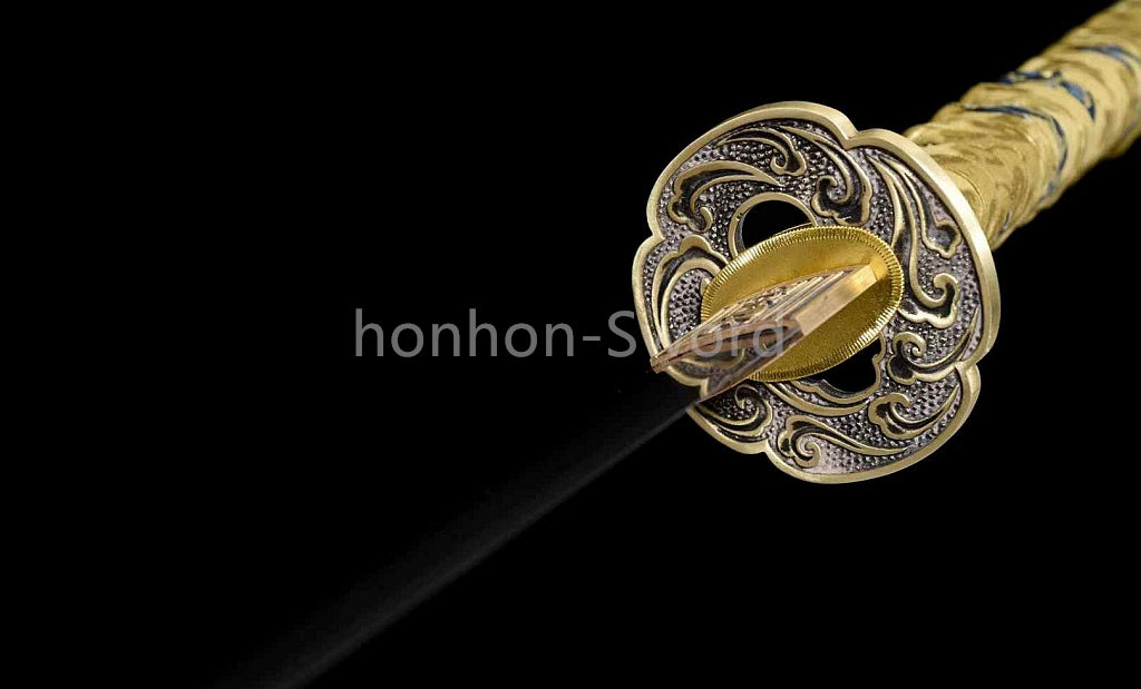 Épée de samouraï japonaise en acier plié noir, katana, lame tranchante faite à la main, noire 