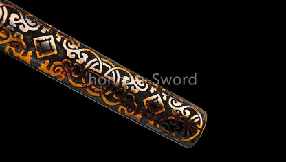 Épée de samouraï japonaise en acier plié noir, katana, lame tranchante faite à la main, noire 