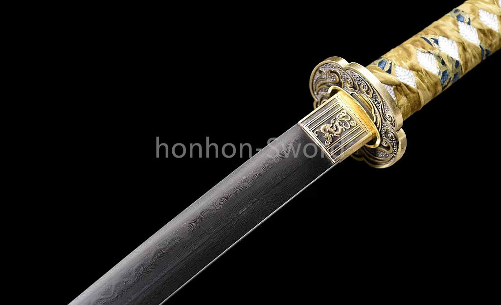 Épée de samouraï japonaise en acier plié noir, katana, lame tranchante faite à la main, noire 