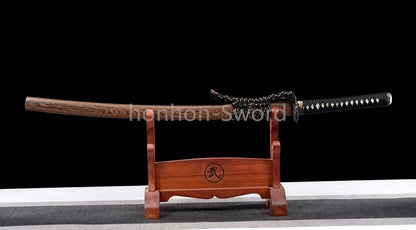 Épée de samouraï japonaise en acier plié noir, katana, lame tranchante faite à la main, noire 