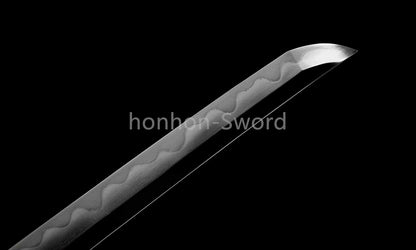 Épée de samouraï japonaise en acier plié noir, katana, lame tranchante faite à la main, noire 