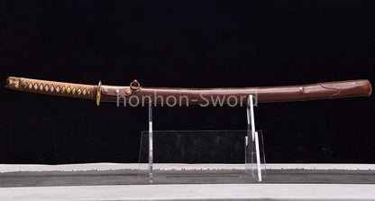 Japanisches Samurai-Schwert Katana aus schwarzem gefaltetem Stahl, Full Tang, handgefertigt, scharfe Klinge, schwarz 