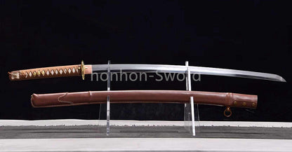 Japanisches Samurai-Schwert Katana aus schwarzem gefaltetem Stahl, Full Tang, handgefertigt, scharfe Klinge, schwarz 