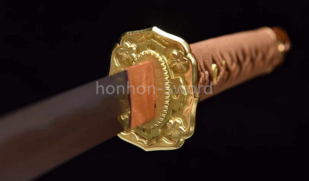 Japanisches Samurai-Schwert Katana aus schwarzem gefaltetem Stahl, Full Tang, handgefertigt, scharfe Klinge, schwarz 