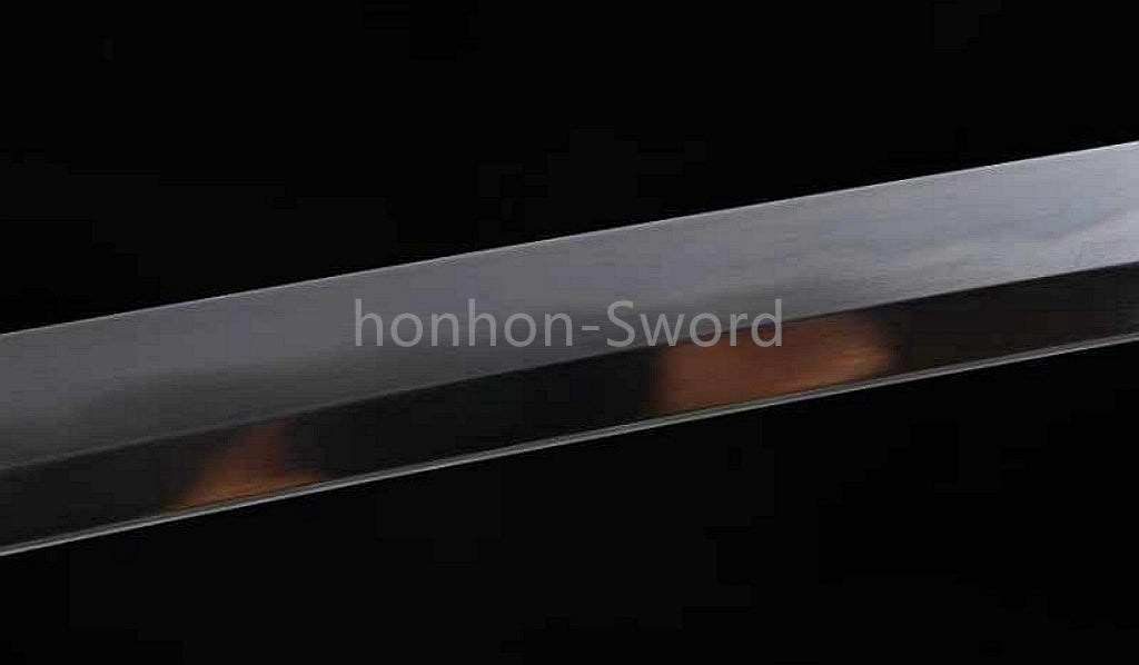 Japanisches Samurai-Schwert Katana aus schwarzem gefaltetem Stahl, Full Tang, handgefertigt, scharfe Klinge, schwarz 