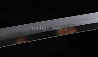 Japanisches Samurai-Schwert Katana aus schwarzem gefaltetem Stahl, Full Tang, handgefertigt, scharfe Klinge, schwarz 