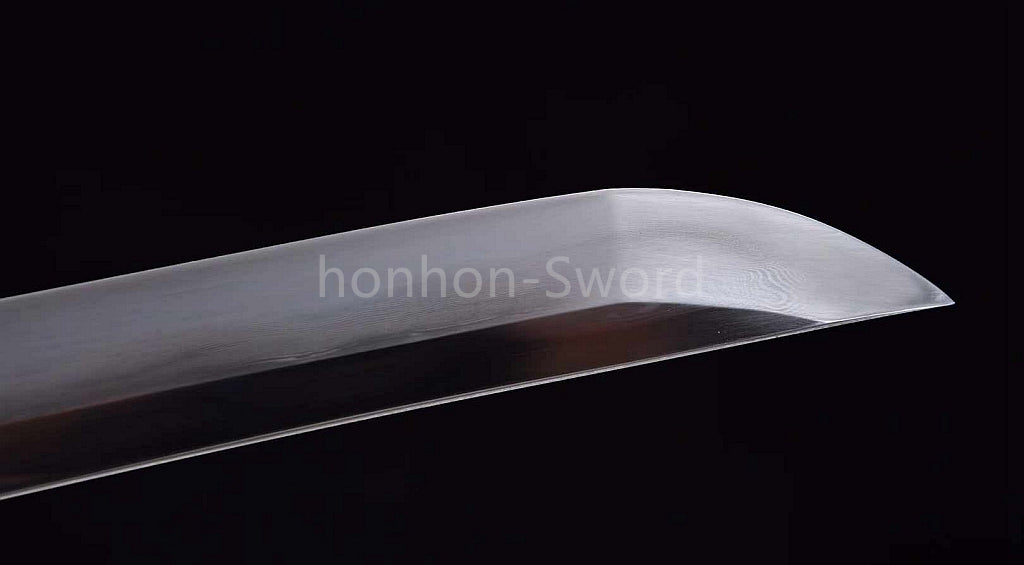 Japanisches Samurai-Schwert Katana aus schwarzem gefaltetem Stahl, Full Tang, handgefertigt, scharfe Klinge, schwarz 