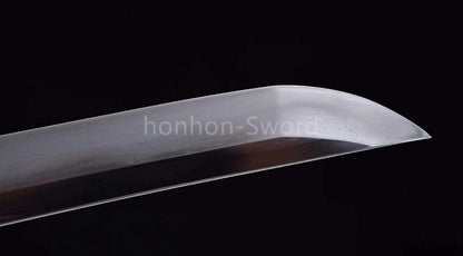 Japanisches Samurai-Schwert Katana aus schwarzem gefaltetem Stahl, Full Tang, handgefertigt, scharfe Klinge, schwarz 