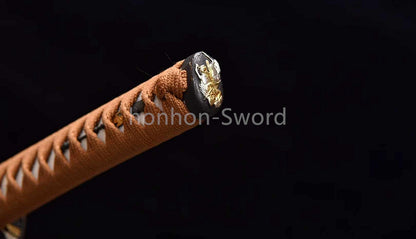 Japanisches Samurai-Schwert Katana aus schwarzem gefaltetem Stahl, Full Tang, handgefertigt, scharfe Klinge, schwarz 