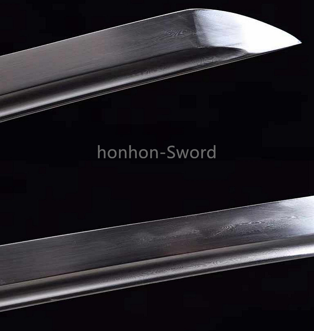 Japanisches Samurai-Schwert Katana aus schwarzem gefaltetem Stahl, Full Tang, handgefertigt, scharfe Klinge, schwarz 