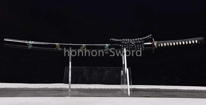 Épée de samouraï japonaise en acier plié noir, katana, lame tranchante faite à la main, noire 