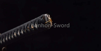 Épée de samouraï japonaise en acier plié noir, katana, lame tranchante faite à la main, noire 