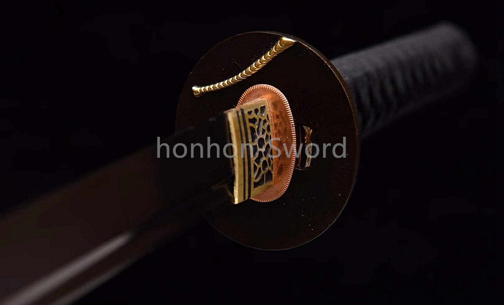 Épée de samouraï japonaise en acier plié noir, katana, lame tranchante faite à la main, noire 