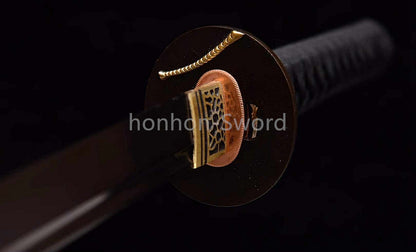 Épée de samouraï japonaise en acier plié noir, katana, lame tranchante faite à la main, noire 