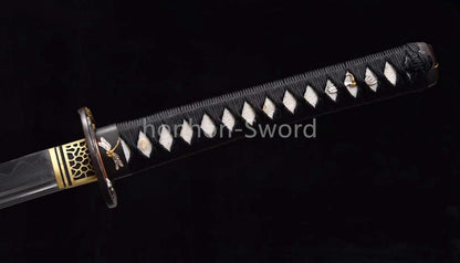 Épée de samouraï japonaise en acier plié noir, katana, lame tranchante faite à la main, noire 