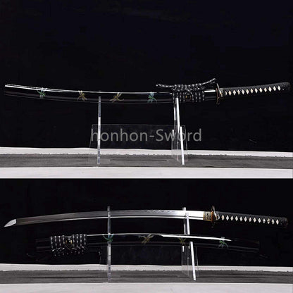 Épée de samouraï japonaise en acier plié noir, katana, lame tranchante faite à la main, noire 