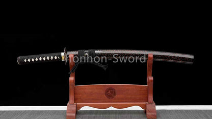 Épée de samouraï japonaise en acier plié noir, katana, lame tranchante faite à la main, noire 