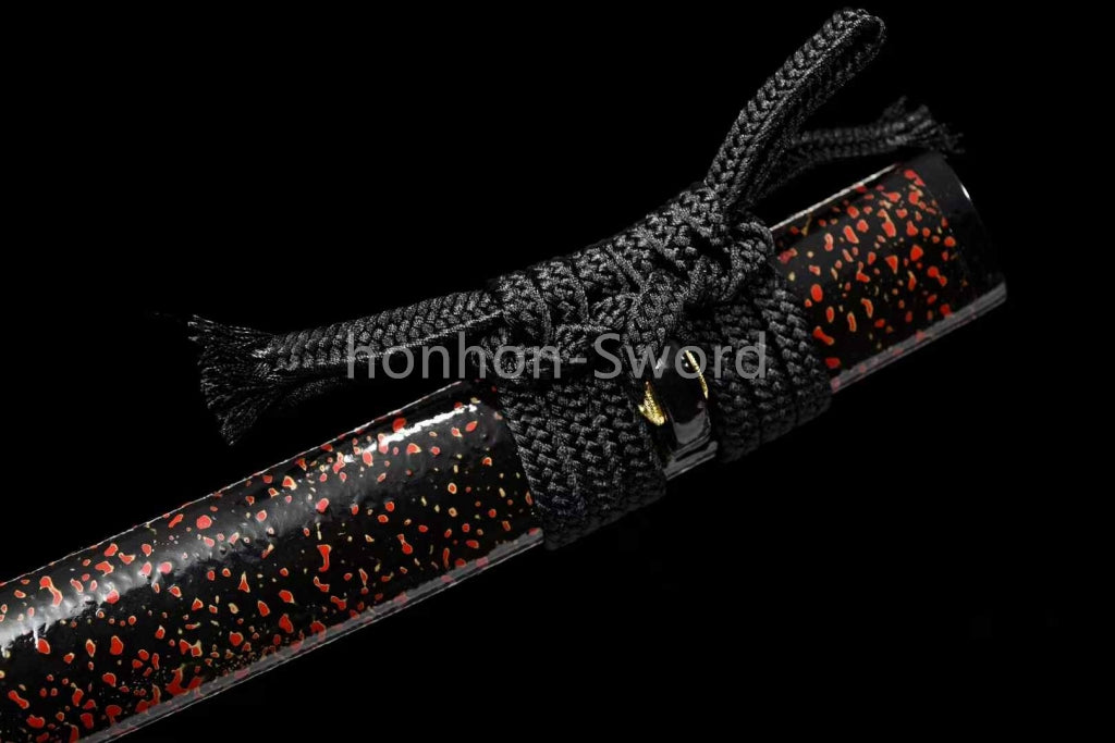 Épée de samouraï japonaise en acier plié noir, katana, lame tranchante faite à la main, noire 