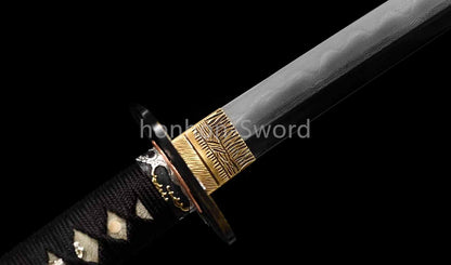 Épée de samouraï japonaise en acier plié noir, katana, lame tranchante faite à la main, noire 