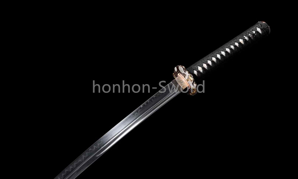 Épée de samouraï japonaise en acier plié noir, katana, lame tranchante faite à la main, noire 