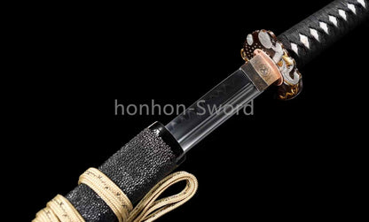 Épée de samouraï japonaise en acier plié noir, katana, lame tranchante faite à la main, noire 