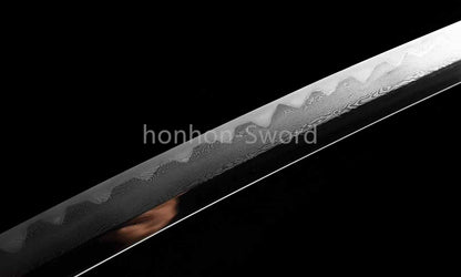 Épée de samouraï japonaise en acier plié noir, katana, lame tranchante faite à la main, noire 