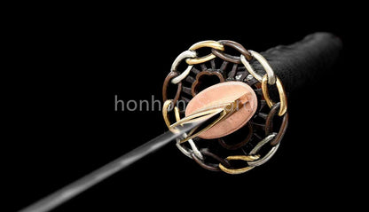 Épée de samouraï japonaise en acier plié noir, katana, lame tranchante faite à la main, noire 