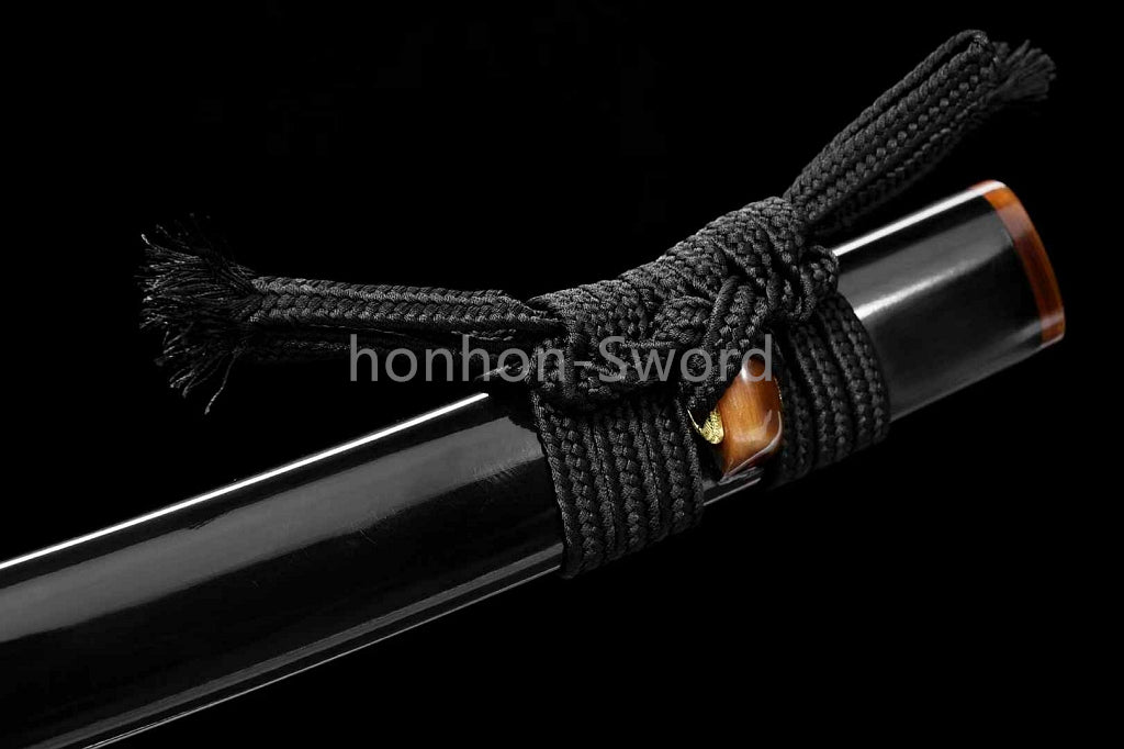 Épée de samouraï japonaise en acier plié noir, katana, lame tranchante faite à la main, noire 