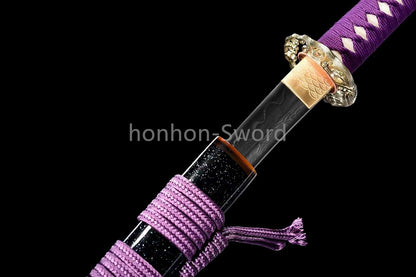 Épée de samouraï japonaise en acier plié noir, katana, lame tranchante faite à la main, noire 