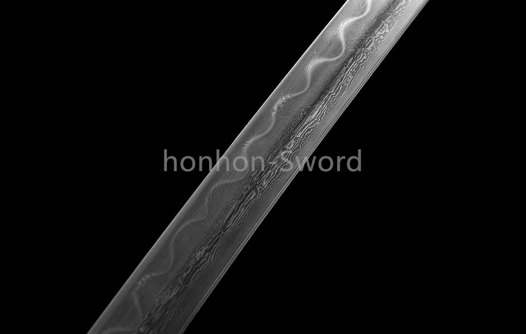 Japanisches Samurai-Schwert Katana aus schwarzem gefaltetem Stahl, Full Tang, handgefertigt, scharfe Klinge, schwarz 