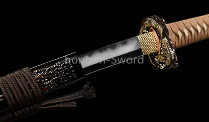 Handmade Folded Steel Clay Tempered Abrasive Japanese Katana Brass Sword Sharp