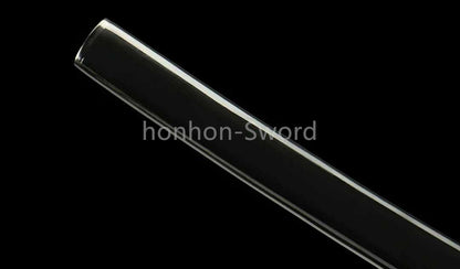 Japanisches Samurai-Schwert Katana aus schwarzem gefaltetem Stahl, Full Tang, handgefertigt, scharfe Klinge, schwarz 