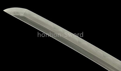 Japanisches Samurai-Schwert Katana aus schwarzem gefaltetem Stahl, Full Tang, handgefertigt, scharfe Klinge, schwarz 