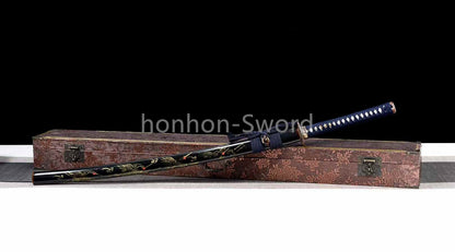 Épée de samouraï japonaise en acier plié noir, katana, lame tranchante faite à la main, noire 