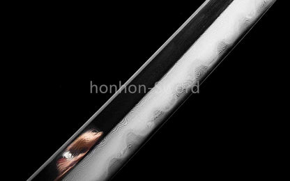 Épée de samouraï japonaise en acier plié noir, katana, lame tranchante faite à la main, noire 