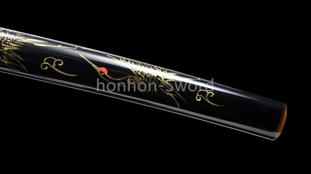 Épée de samouraï japonaise en acier plié noir, katana, lame tranchante faite à la main, noire 