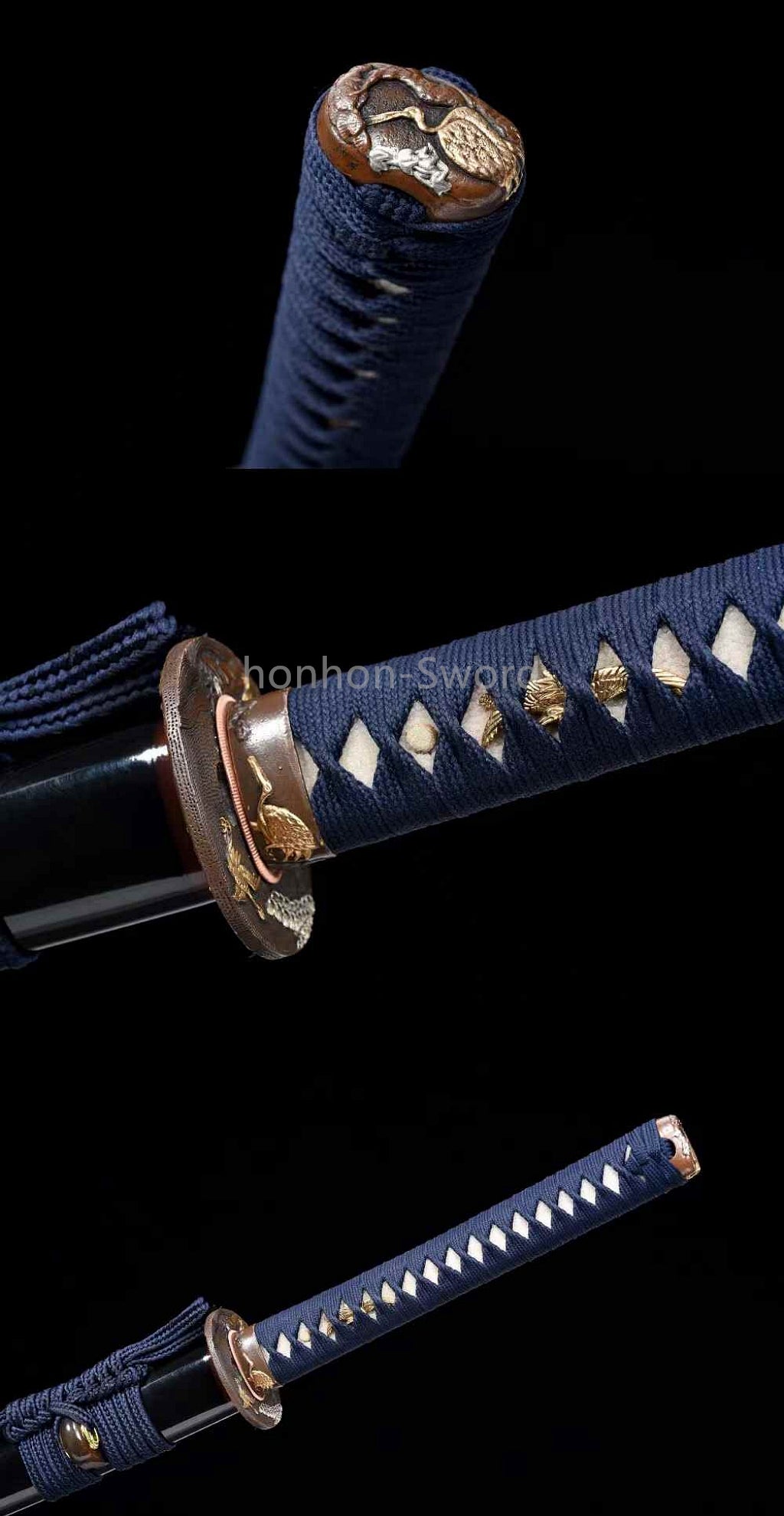 Épée de samouraï japonaise en acier plié noir, katana, lame tranchante faite à la main, noire 