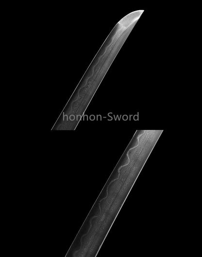 Épée de samouraï japonaise en acier plié noir, katana, lame tranchante faite à la main, noire 