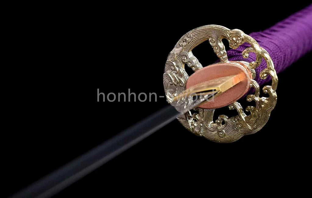 Épée de samouraï japonaise en acier plié noir, katana, lame tranchante faite à la main, noire 