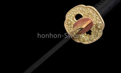 Épée de samouraï japonaise en acier plié noir, katana, lame tranchante faite à la main, noire 