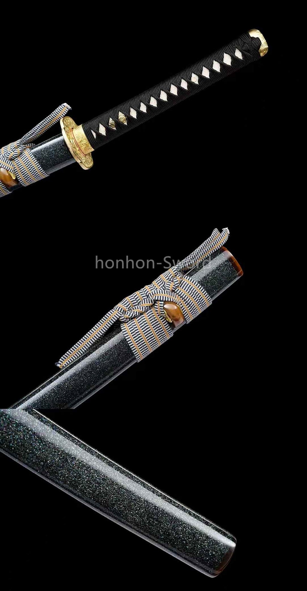 Épée de samouraï japonaise en acier plié noir, katana, lame tranchante faite à la main, noire 