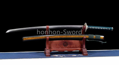 Japanese Katana Abraisve Folded Clay Tempered Brass Sword Lacquer OX Horn Saya