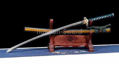 Japanese Katana Abraisve Folded Clay Tempered Brass Sword Lacquer OX Horn Saya