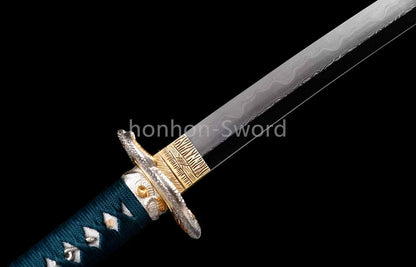 Japanese Katana Abraisve Folded Clay Tempered Brass Sword Lacquer OX Horn Saya