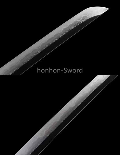 Japanese Katana Abraisve Folded Clay Tempered Brass Sword Lacquer OX Horn Saya