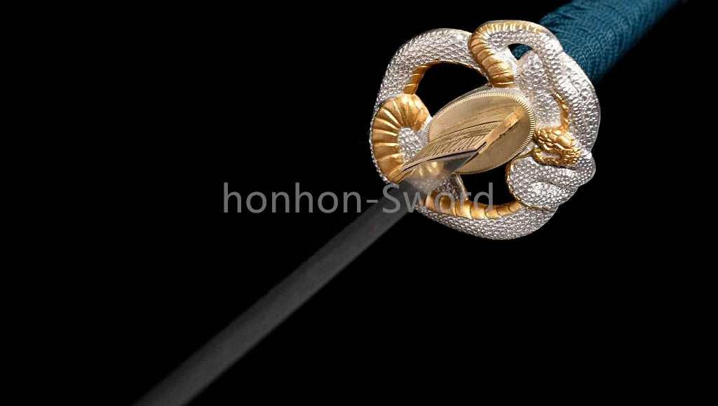 Japanese Katana Abraisve Folded Clay Tempered Brass Sword Lacquer OX Horn Saya