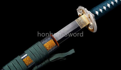 Japanese Katana Abraisve Folded Clay Tempered Brass Sword Lacquer OX Horn Saya