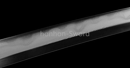 Épée de samouraï japonaise en acier plié noir, katana, lame tranchante faite à la main, noire 