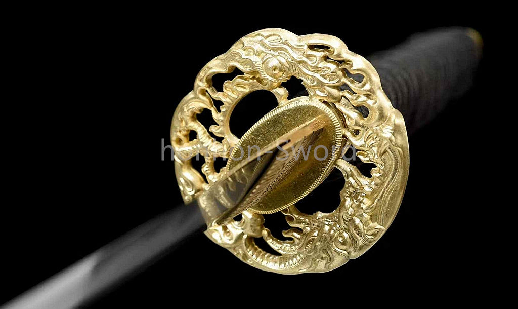 Épée de samouraï japonaise en acier plié noir, katana, lame tranchante faite à la main, noire 