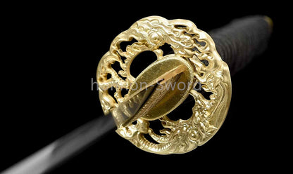 Épée de samouraï japonaise en acier plié noir, katana, lame tranchante faite à la main, noire 